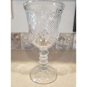 1978 AVON Hearts & Diamonds Clear Glass Goblet Fostoria Loving Vintage